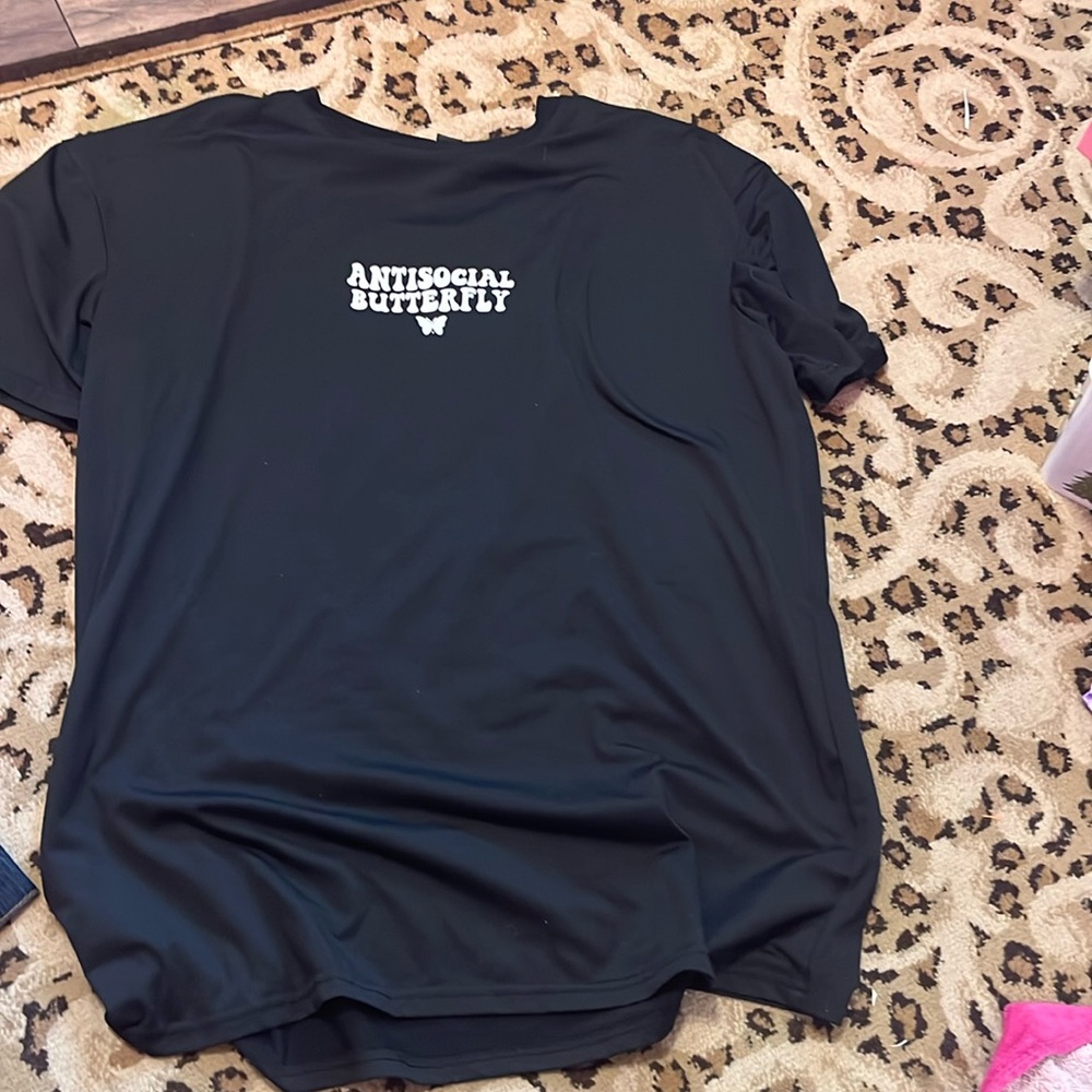 Black “antisocial butterfly“ t shirt